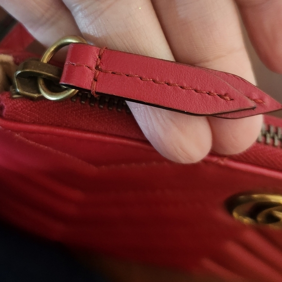Gucci Red Leather Matelasse GG Marmont Wristlet - Picture 5 of 11